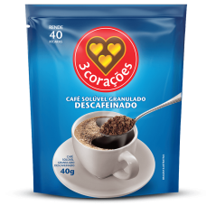 CAFE SOLÚVEL 3 CORAÇÕES DESCAFEINADO REFIL 40G