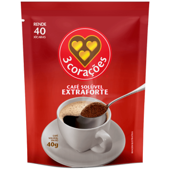 CAFE SOLÚVEL 3 CORAÇÕES EXTRA FORTE REFIL 40G