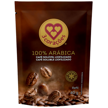 CAFE SOLÚVEL 3 CORAÇÕES LIOFILIZADO REFIL 40G