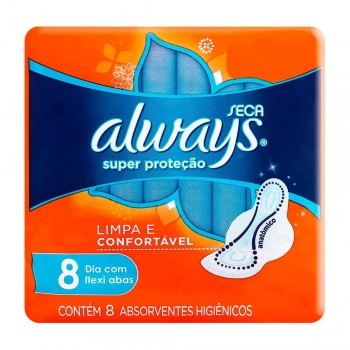 ABSORVENTE ALWAYS SECA LIMPA E CONFORTAVEL C/8
