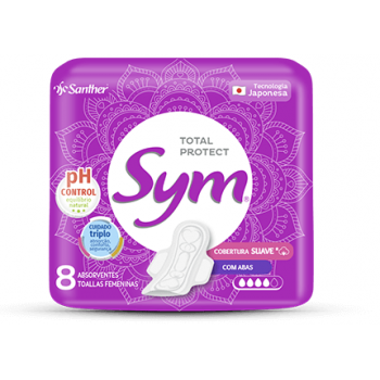 ABSORVENTE SYM COM ABAS SUAVE TOTAL PROT C/8