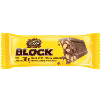 CHOCOLATE ARCOR BLOCK AO LEITE C/ AMENDOIM 38G