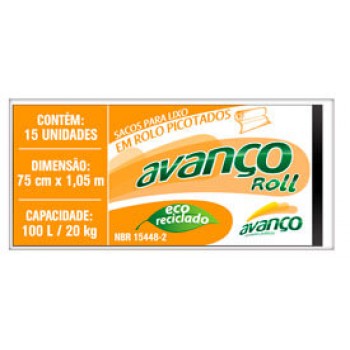 SACO PARA LIXO AVANÇO ROLL 100L