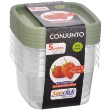 CONJUNTO POTES QUADRADO SANCLICK 600 ML C/5 CONJUNTO POTES QUADRADO SANCLICK 600 ML C/5