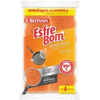 ESPONJA ESFREBOM LIMPEZA DELICADA C/ 4 UN