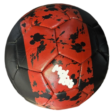 BRINQ. BOLA DE FUTEBOL COURO VERMELHA PRETA N5 TOY