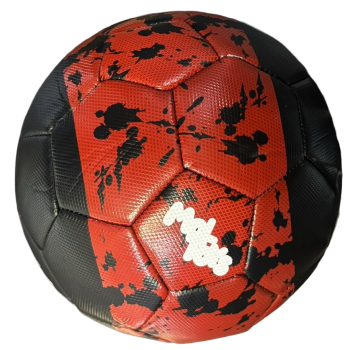 BRINQ. BOLA DE FUTEBOL COURO VERMELHA PRETA N5 TOY