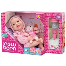 BRINQ. BONECA NEW BORN UNIQUE OLHO MOVEL BADY ROSA