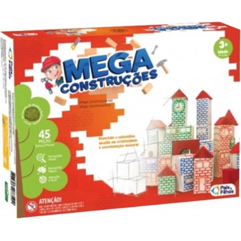 BRINQ. JOGO MEGA CONSTRUCOES MADEIRA PAIS 45PCS