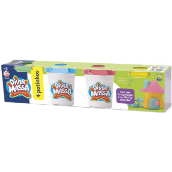 BRINQ. MASSA KIT C/4 POTES DIVERTOYS 50 G