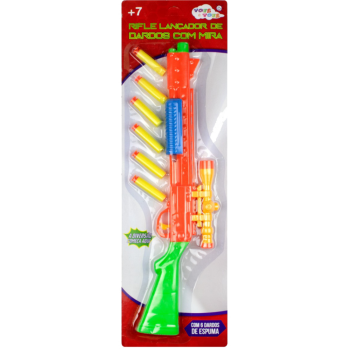 BRINQ. RIFLE LANCADOR C/MIRA 58CM C/6 DARDOS 
