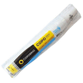 COPO DESCARTAVEL COPOBRAS BRANCO PP 300ML