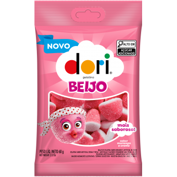 BALA DORI GELATINA BEIJO MORANGO E CREME 60 GR