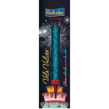 VELA ANIVERSARIO FESTCOLOR  VULCAO AZUL UN