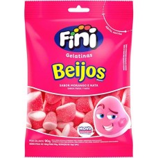 BALA FINI GELATINA BEIJOS MORANGO E NATA 90 GR