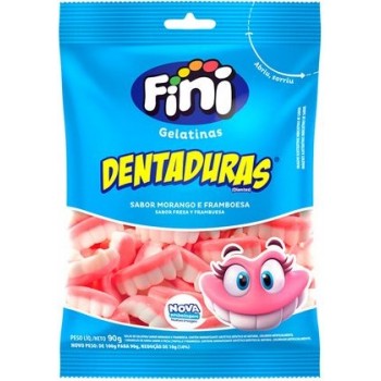 BALA FINI GELATINA DENTADURA MORANGO/FRAMBOESA 90G
