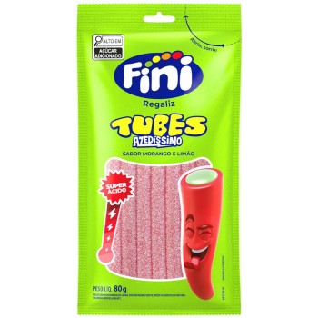 BALA FINI TUBES AZEDISSIMO MORANGO E LIMAO 80 GR