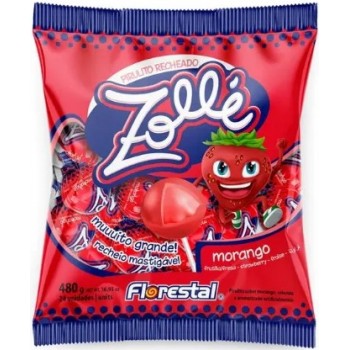 PIRULITO FLORESTAL ZOLLE RECHEADO MORANGO 480G 
