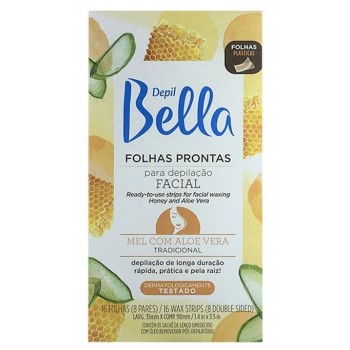 FOLHAS DEPILAÇÃO DEPILBELLA FACIAL MEL/ALOE 16UN