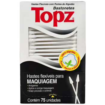 HASTES FLEXIVEIS TOPZ PARA MAQUIAGEM C/ 75UN