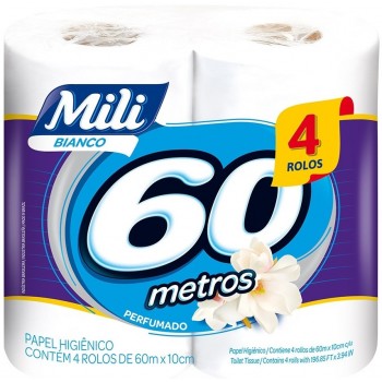 PAPEL HIGIENICO MILI BIANCO PERFUMADO 60 MT C/ 4 R