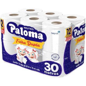 PAPEL HIGIENICO PALOMA FOLHA DUPLA 30M C/ 12 ROLOS