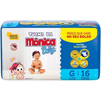 FRALDA DESCARTAVEL TURMA DA MONICA G 16 UN