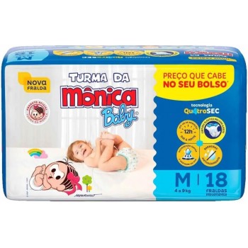 FRALDA DESCARTAVEL TURMA DA MONICA M 18 UN