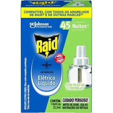 INSETICIDA RAID 45 NOITES CITRONELA REFIL 32,9 ML
