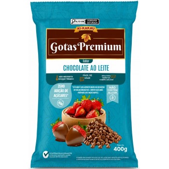 CHOCOLATE KI KAKAU GOTAS AO LEITE ZERO ACUCAR 400G