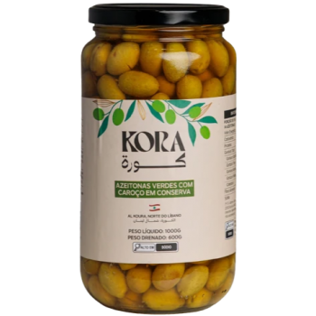 AZEITONA VERDE COM CAROÇO KORA LIBANES VIDRO 600G