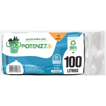 SACO PARA LIXO POTENZZA ROLO 100 L C/ 8 UN