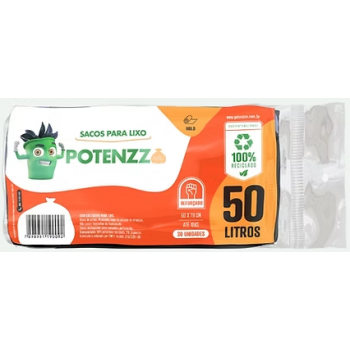 SACO PARA LIXO POTENZZA ROLO 50 L C/ 30 UN