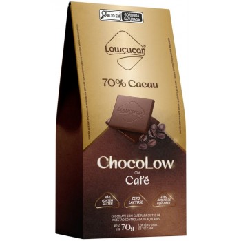 CHOCOLATE LOWCUCAR CHOCOLOW 70 CACAU CAFÉ 70G