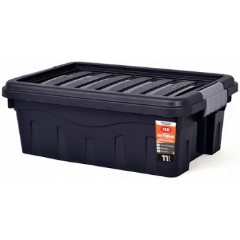 CAIXA ORGANIZADORA COM TAMPA E TRAVA MB PRETA 11L