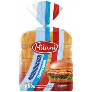 PÃO DE HAMBURGUER MILANI 480G