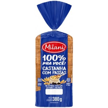 PÃO INTEGRAL DE CASTANHA E PASSAS MILANI 380G