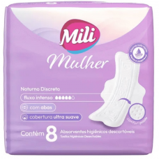 ABSORVENTE MILI MULHER NOTURNO COM ABAS 8 UN ABSORVENTE MILI MULHER NOTURNO COM ABAS 8 UN