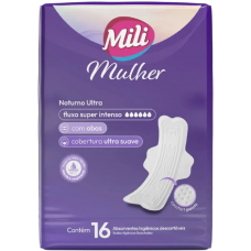 ABSORVENTE MILI MULHER NOTURNO ULTRA C/ ABAS 16UN ABSORVENTE MILI MULHER NOTURNO ULTRA C/ ABAS 16UN
