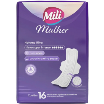 ABSORVENTE MILI MULHER NOTURNO ULTRA C/ ABAS 16UN
