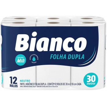 PAPEL HIGIENICO MILI BIANCO F. DUPLA 30M C/ 12UN