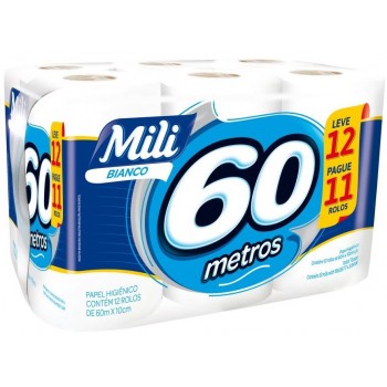 PAPEL HIGIENICO MILI BIANCO LV12PG11 60M