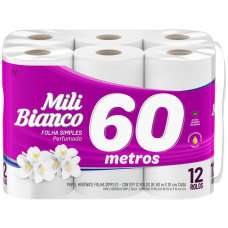 PAPEL HIGIENICO MILI BIANCO PERFUMADO 60M C/ 12 