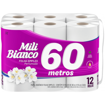 PAPEL HIGIENICO MILI BIANCO PERFUMADO 60M C/ 12 