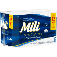 PAPEL HIGIENICO MILI FOLHA  DUPLA CARE 30 MT C/12 