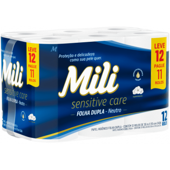 PAPEL HIGIENICO MILI FOLHA  DUPLA CARE 30 MT C/12 