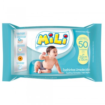 TOALHINHAS UMEDECIDAS MILI C/50UNIDADES