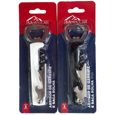 ABRIDOR DE GARRAFAS E SACA ROLHA INOX MOLDULAR