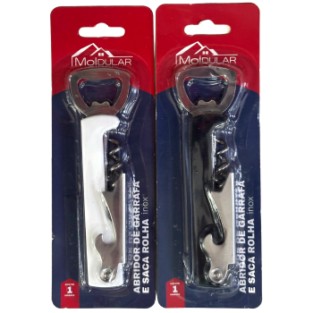 ABRIDOR DE GARRAFAS E SACA ROLHA INOX MOLDULAR