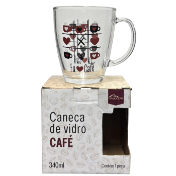 CANECA DE VIDRO CONICA CAFE MOLDULAR